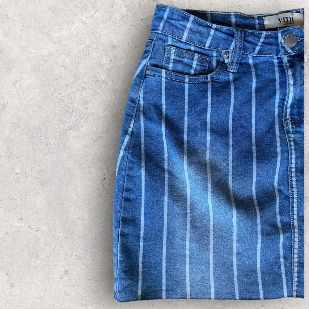 Ymi Jean Striped Skirt NWT Women Size 3/26 - Picture 3 of 7